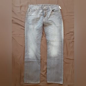 LEVIS 501 BUTTON FLY MEDIUM WASH DISTRESSED MENS FIVE POCKET JEANS 36x34 NWT